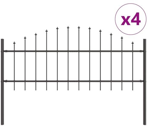 vidaXL Höjdjusterbara Utomhusstängselpaneler För Trädgårdar UV-beständigt Hållbart Pulverlackerat Stål Expanderbar Design Traditionell Grå 6,8 Meter Långt Hemutrymmes Stängsel Trädgårdsbarriär