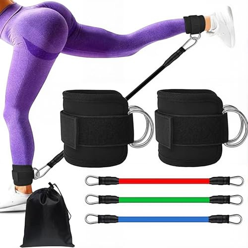 Bandas de resistencia al tobillo para entrenar con puños, glúteos, equipo de entrenamiento, ejercicio de glúteos, equipo de fitness para mujeres y hombres, piernas y glúteos, entrenamiento en casa