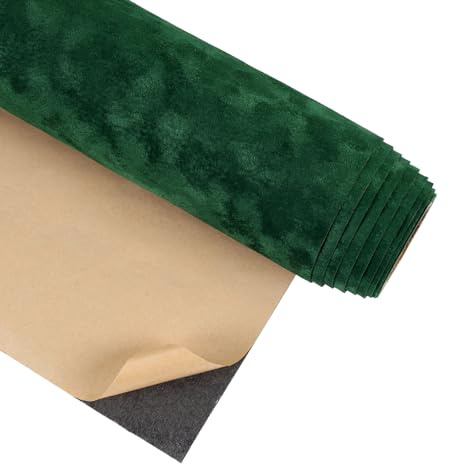 CRE8TIVE Grün Filz Selbstklebend Tapete Samtstoff Blumen Folie für Möbel Dunkelgrün Beflockt Klebefolie Möbel Vintage Tapete Schlafzimmer Schmuckkästchen Schubladen Arbeitsplatte Kindertapete 30x200cm