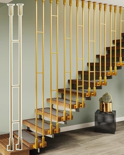 Elegant il Accessories System - Moderne balaustre per scale in ferro dorato, 61 cm, 36 pollici, 45 pollici, per scale interne di villa, sistema di accessori (135 cm/53 1/8)