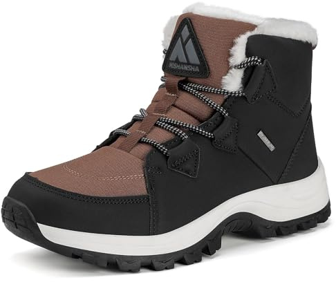 Mishansha Mujer Botas de Nieve Al Aire Libre Senderismo Trekking Zapatos Invierno Forro Piel Sneakers Calientes Botines Marrón Gr.39