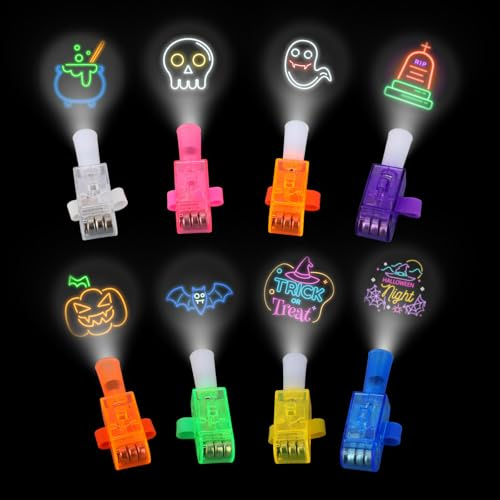 BTFO 48stk Halloween-Party-Geschenke für Kinder, LED-Fingerlichter Spielzeug Leuchtend Halloween-Goodie-Beutel-Füller Süßes-Oder-Saures Korb-Füller für Klassenraum-Preise Party-Zubehör (8 Stile)