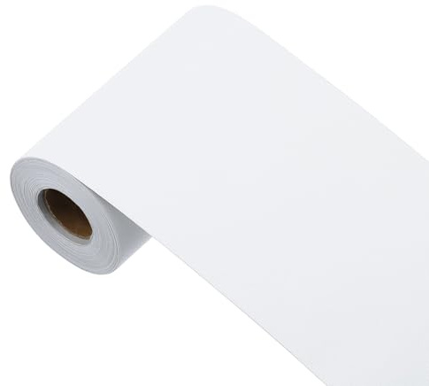 sourcing map Papier peint blanc pur de 998,2 x 9,9 cm, papier peint autocollant en vinyle de couleur unie, décoration murale pour revêtement mural
