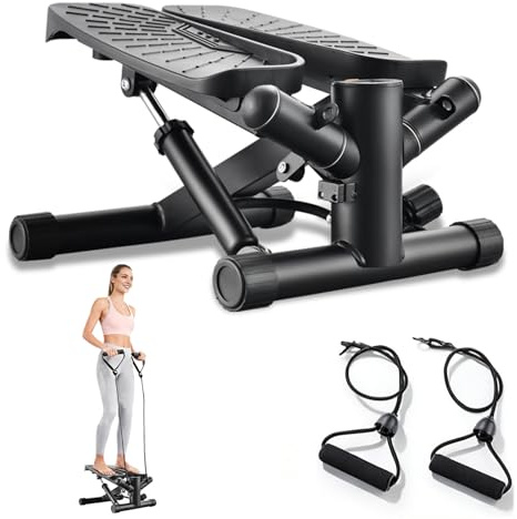 Joxir Twist Stepper for Exercise at Home, Mini Stair Stepper with Resistance Bands for Full Body Workout, Smooth and Quiet, Step Machine with 300LBS Loading Capacity