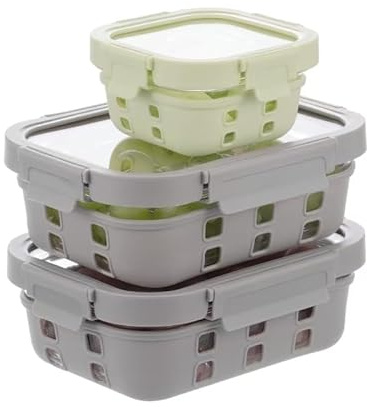 QuaLife Glas Frischhaltedosen Set 3-teilig (2x 1050 ml + 1x 320 ml), Auslaufsicher & Luftdicht, Stapelbare Meal Prep Boxen aus Borosilikatglas, Mikrowellen- & Spülmaschinengeeignet, BPA-frei