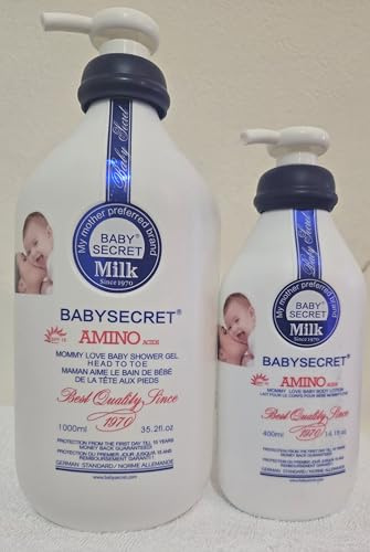 BabySecret Amino Baby Shower Gel and Body Lotion Set, 1000ml and 400ml, SPF 15