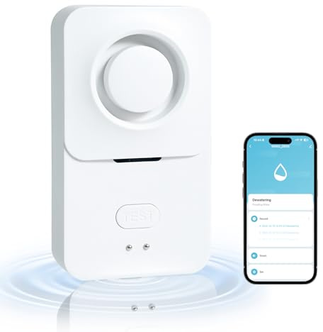 SOARFLY WLAN Wassermelder Boden, Intelligenter Wassermelder mit App, 120 dB Wasseralarm, IP66 Wassersensor für Küche, Bad, Keller & Waschmaschine, Batteriebetrieben