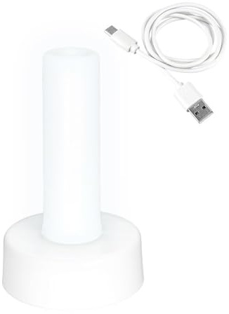Ideen mit Herz | LED-Säule | weiß | aufladbar | Stimmungslicht | LED-Licht für Laternen | 13 cm hoch | mit Timer