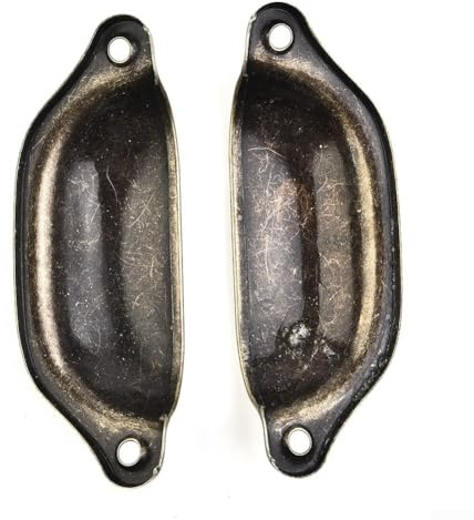 Pumixiy Schubladenknöpfe aus antikem Messing, 10 Stück, Vintage-Muschel-Design, Schubladenknöpfe für Küchenschränke und Kommoden, Möbelbeschläge