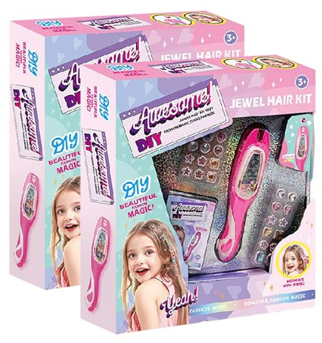 Haarflechtmaschine Mädchen,2026 Automatic Haarflechtmaschine Mit Haarperlen,Shining Diamonds Styling-Tool, DIY Haarperlen Flechthilfe Haardekorations Set,Geschenk Mädchen6.7.8. 9 Jahre (2PCS)