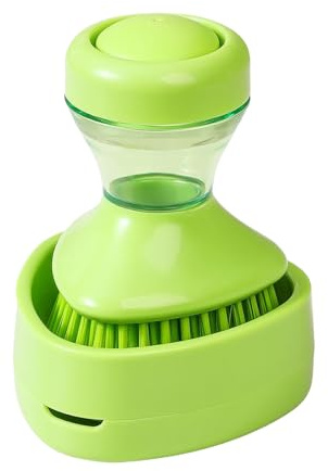 Soap Dispensing Dish Brush - Soap Dispensing Palm Brush, Built In Refillable SoapDispensing Dish Brushs, Washing Up Scourer Kitchen D-ish Scrubber Brushs Wirh Holder For Pot Pan Sink
