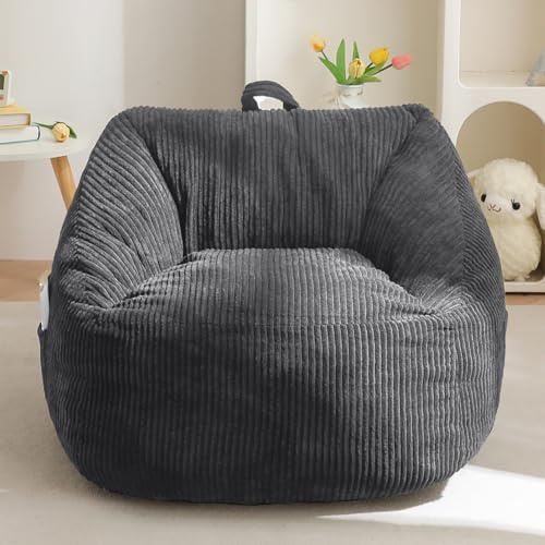 MAXYOYO Sitzsack für Kinder, Cosy Bean Bag aus Cord mit Handgriff, Schaumstofffüllung, Bequemer Sessel Spielen, Lesen, Entspannen