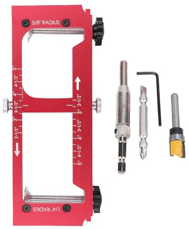 Türscharnierlehre, verstellbares Türscharnier-Schablonen-Set aus Aluminiumlegierung, Fräs-Schablonen-Set für Scharnier-Stemmknopf und Riegel