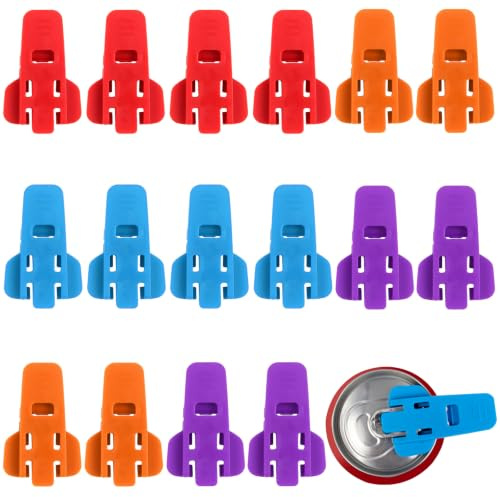 Pack de 16 Abrelatas de Anilla y Protector de Bebidas, Abridor de Latas Manual para Refrescos y Cerveza, Herramienta Fácil para Abrir Pestañas de Latas, Accesorios de Plástico para Cocina y Picnic