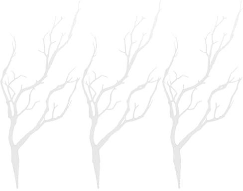 VORCOOL 3 Stück künstliche getrocknete Zweige aus Kunststoff, Äste ähnlich wie echte Pflanzen, Hörner aus Holz, Hörner in Form eines Zweigs für Dekoration (weiß)