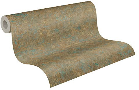 A.S. Création Vliestapete History of Art Unitapete einfarbig 10,05 m x 0,53 m bronzefarben petrol braun 376559 37655-9