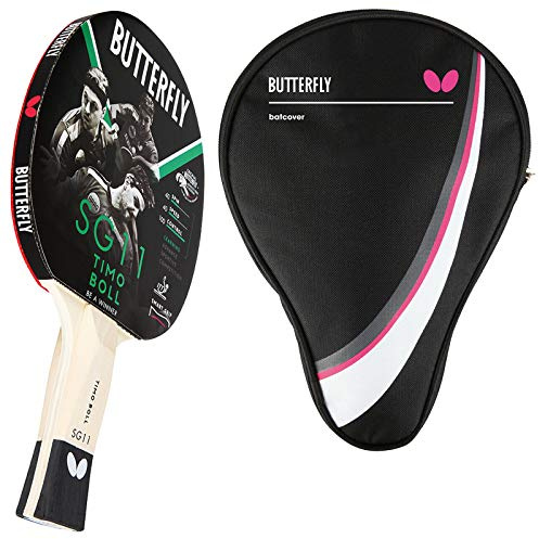 Butterfly Timo Boll SG11 Tischtennisschläger + Tischtennishülle Drive Case | Tischtennisschlägerset | Tischtennis Hobby Set