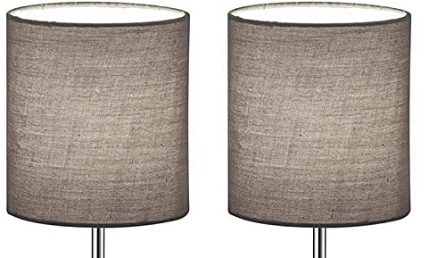 2er Set Lampenschirm E14 klein – Ersatz Lampenschirme grau für Tischlampe, Nachttischlampe, Pendelleuchte, Tischleuchte – Stoff Lampenschirm Ersatzteil rund modern