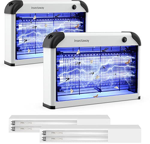 Insektenvernichter Elektrischer 2PCS, 20W UV Doppelgitter 2400V Fliegenfalle Elektrisch Mückenfalle Insektenfalle, Moskito Killer Mückenlampe mit Wandkette für Innen AuÃŸen Mücken, Fliegen, Motten