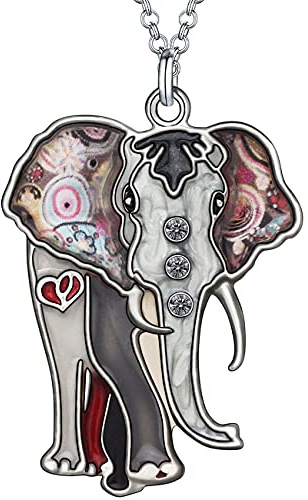DALANE Emaille-Legierung Niedlich Afrikanischen Elefanten Halskette Tiere Anhänger Neuheit Schmuck Geschenke für Damen Mädchen (Schwarz)