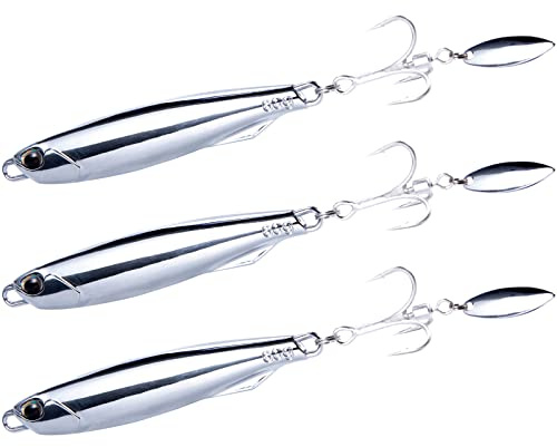 Dr.Fish 3 x Meeresangelköder, vertikale Diamant-Jigging-Löffel, 30 g, für Makrelen, Dorsch, Barsch, Hecht, Meeresangeln, Angelzubehör mit Drillingshaken, Guss, Angel, Spinner, Metallvorrichtungen