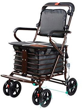 Multifunktionsvagn Äldrevagnen Liten dragbil Äldre Skottkärra kan skjuta för att sitta Fällbar rullator Fyra skotrar Förvaringshandtruckar Comfortable anniversary