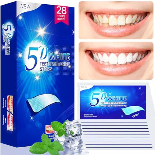 chimoo Sbiancante Denti,28 Striscie Strisce Sbiancanti Denti Sbiancante Denti Professionale kit Sbiancamento Denti Whitening Strips Rimuove le Macchie Profonde Teeth Rapid Whitening Sicuro per Smalto