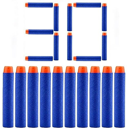 TNSRAY 30 Stück Nerf Darts Nerf Munition Pfeile Saugnapf Dart Bullets Refill Darts Foam Pfeile, Schaumstoffpfeile für Nerf N-Strike Elite Series Blasters Spielzeugpistole, 7,2 cm, Blau