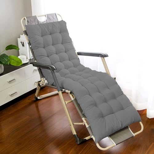 BangDon Simple Color Sonnenliegen-Kissen mit rutschfesten Bändern, Möbel, Chaiselongue, Stuhlkissen, nur für Garten, Außen- und Innenbereich, Sofa, Tatami, ganzjährig (Grau, 110 x 40 cm)