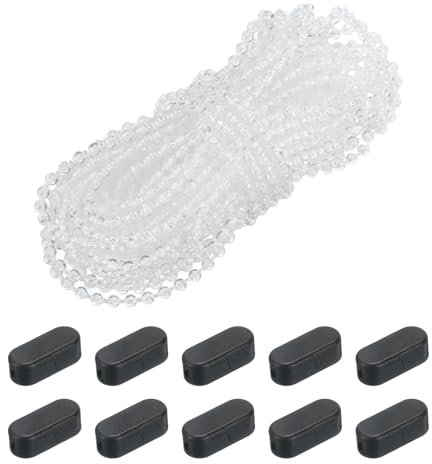 QUARKZMAN 10 Meter/10.94 Yards Jalousien Perle Kette Kordel Plastik Kugel Perlen Kette mit 20Stk Ketten Verbinder für Perlen Rollos Jalousien Durchsichtig