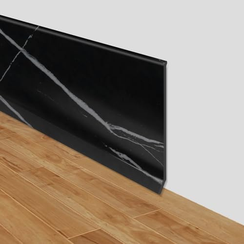 LSGCQ Rodapié autoadhesivo de PVC de 10cm de ancho, zócalo flexible y decorativo, base de pared, molduras decorativas para pared (Grano de piedra negro, 10cm×18m)