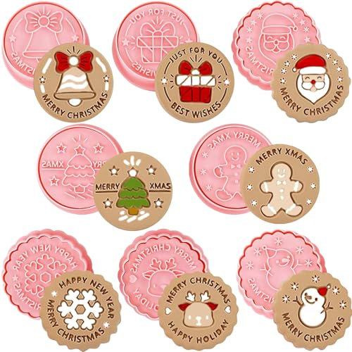 YeahBoom 8 Pezzi Formine Biscotti Natale,3D Pressable Formine per Biscotti,Tagliabiscotti 3D Natale Set,Stampi Biscotti Natalizi Plastica,Stampo Biscotti Natalizi per Decorare Biscotto Dolci Torta