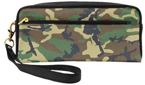 Bolsa de maquillaje pequeña de camuflaje militar verde, bolsa de maquillaje de viaje, bolsa de cosméticos para mujeres, bolsa de cosméticos duradera con cremallera, Black, Talla única, Neceser de