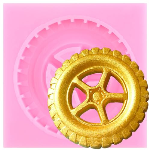 XMOLDNMS 3D Round Tire Fondant Mould Truck Wheel Shape Silicone Moulds for Cake Decorating Cupcake Topper Chocolate Gum Paste Candy Polymer Clay