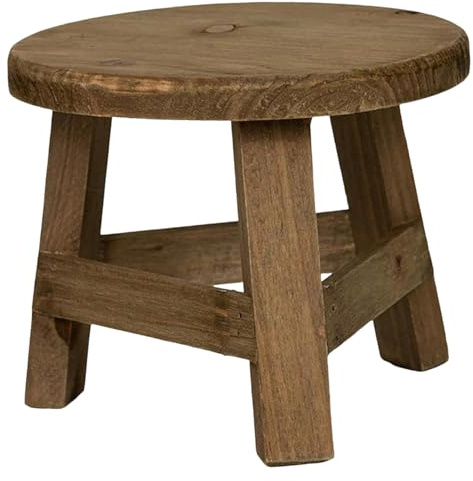 Pflanzenhocker, 17,8 x 15,2 cm, runder Pflanzenhocker aus Holz, rustikal, dekorativ, kleiner Holzhocker für den Innenbereich, Bonsai, Sukkulententopf, Zuhause, Garten, Terrasse, kleiner Pflanzenstände
