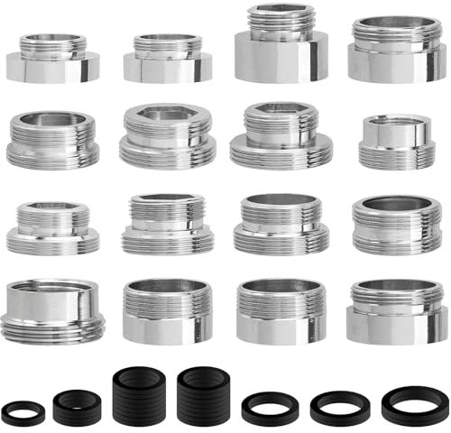Faucet Adapter,Tap Filter,16 Pcs Tap Adapter for Kitchen Sink(16-28mm),Tap Aerator Tap Adapter for Male Female Sink Faucet,Faucet Aerator for Connecting Garden Hose Sink Sprayers Water Filters