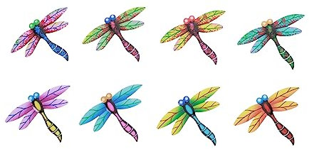 YARNOW 8pcs Iron Dragonfly Hanging Pendants Wall Art Decor for Home Garden Outdoor Fences Window Wall