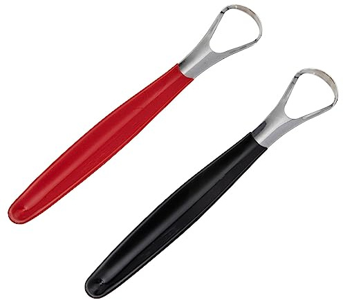 HAMPPLIES 2pezzi Raschietti Per Lingua Acciaio Inossidabile Strumento Portatile Per Rimozione Alito Cattivo Pulitore Per Lingua Con Manico Ergonomico Confezione