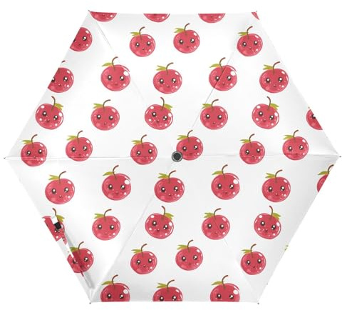 famyily Paraguas de viaje blanco de grosella roja, resistente al viento, apertura automática, plegable, para lluvia, 99 cm