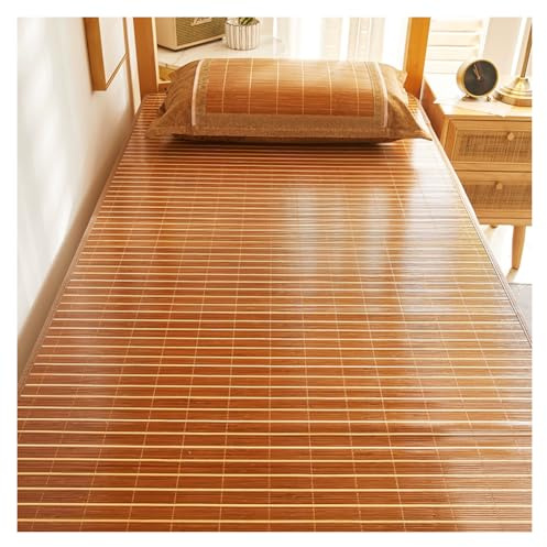 Stuoie di Sonno di Estate In Bambù, Matro Permanenti Matatte Per Dormire Raffreddamento Estivo Pieghevole con Cuscino Di Rattan, Matatte Per Dormire In Bambù Naturale Traspira(Size:80CMX190CM,Color:A)