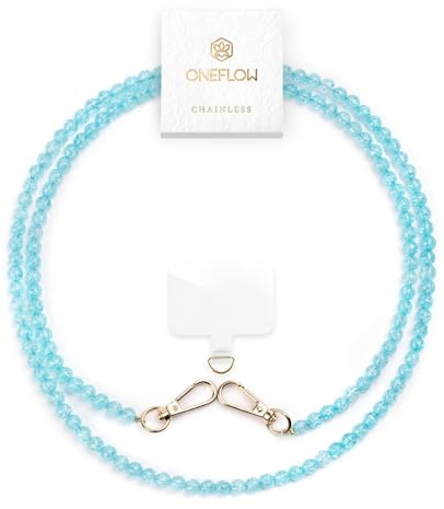 ONEFLOW Perlen Handykette Universal zum Umhängen, Handyband für Hüllen, Glitzer Perlen Kette ohne Handyhülle, Abnehmbar mit Karabiner für alle Smartphones, Chainless Paradise Pearls