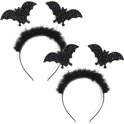 VEYLIN Fledermaus-Haarband mit Plüsch-Haarreif Fledermaus-Haarband Stirnband Vampir-Headwear Karneval Fasching Halloween Party Kostüm grusiges Horror-Accessoire Damen Herren