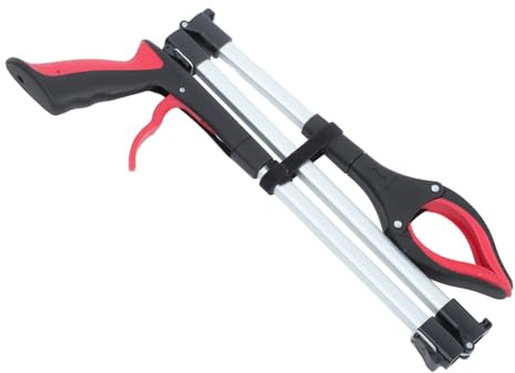 PartyKindom Pinza Mango Largo Plegable Recoge Basura de Aleación de Aluminio y Pp Diseño Ergonómico y Triple Plegado para Uso en Interiores y Exteriores