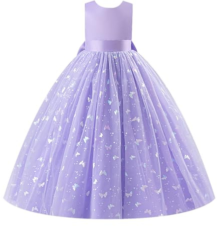 ABEHIK Robe de soirée tutu pour fille - Robe de demoiselle d'honneur - Robe longue pour mariage - Robe de bal festive - Robe de princesse