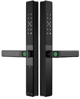 BeNtli Serrure de Porte Intelligente Double Face 240 x 22 (5085), étanche, avec Empreinte Digitale et Mot de Passe, Application Tuya, Compatible avec Les Portes extérieures coulissantes à Grille.