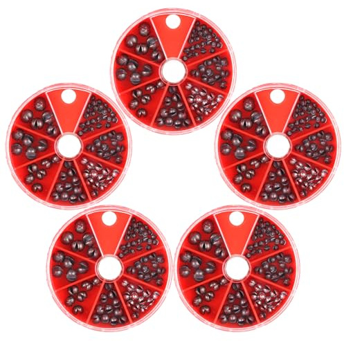 Split Shot Sinkers - 375 Pieces in 5 Kits, 6 Sizes Removable Pure Lead Egg Sinkers & Micro Weights for Trout Fishing | Freshwater &Saltwater Gear with Fly & Ice Fishing Precision | Small Weights Kit