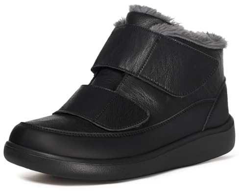 Eagsouni Bottes d'hiver Larges pour Femme Hommes Diabétiques Bottines Imperméable avec Doublure Chaude Antidérapant Chaussures Boots de Neige pour Pieds enflés