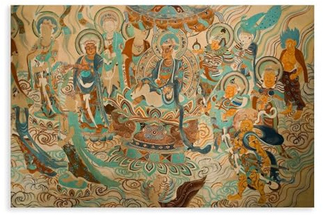 XZGTHYTYUY Dunhuang - Lienzo decorativo para pared, diseño oriental misterioso de Dios y Buda, para decoración de sala de estar, dormitorio, 30 x 45 cm