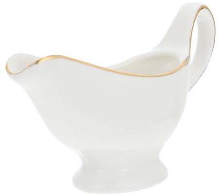 OSALADI Salsiera in Ceramica Piccola Bordo Dorato Contenitore per Condimenti e Brocca per Salse per Ristoranti Bar e Uso Domestico