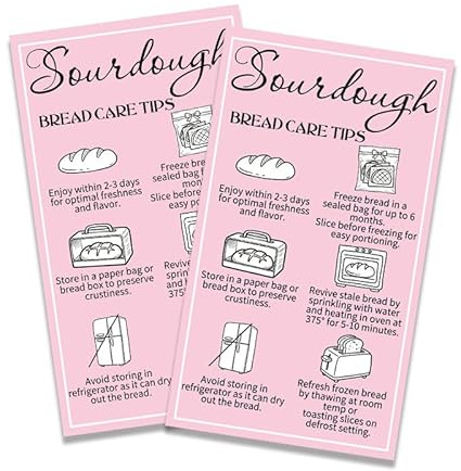 Sourdough Bread Care Kit -100 Sourdough Bread Care Instruction Card,Food Tamper Seal, Made With Love Stickers For Artisan Bakers Storage Tip Label And Dessert Present Box Packaging (card)